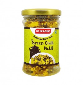 Puramio Green Chilli Pickle   Glass Jar  150 grams